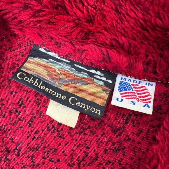 Vintage Holiday Fleece Jacket Zip-Up | Ugly Sweater Christmas Red Reindeer | 2X - Picture 4 of 6